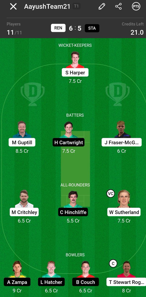 AAYUSHS85712631's tweet photo. Here's the playing11 for #dream11 #MLSvsMLR #BBL12 https://t.co/HgcWJj8wvA