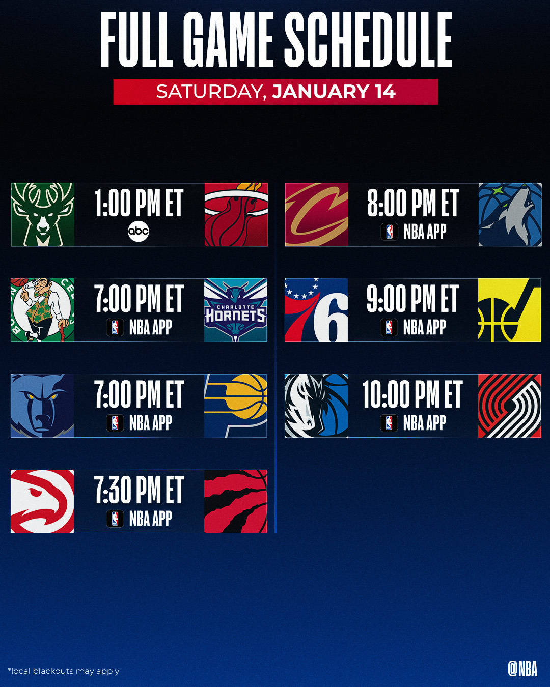 NBA on Twitter "Daytime 🏀 on ABC starts us off, before a loaded NBA