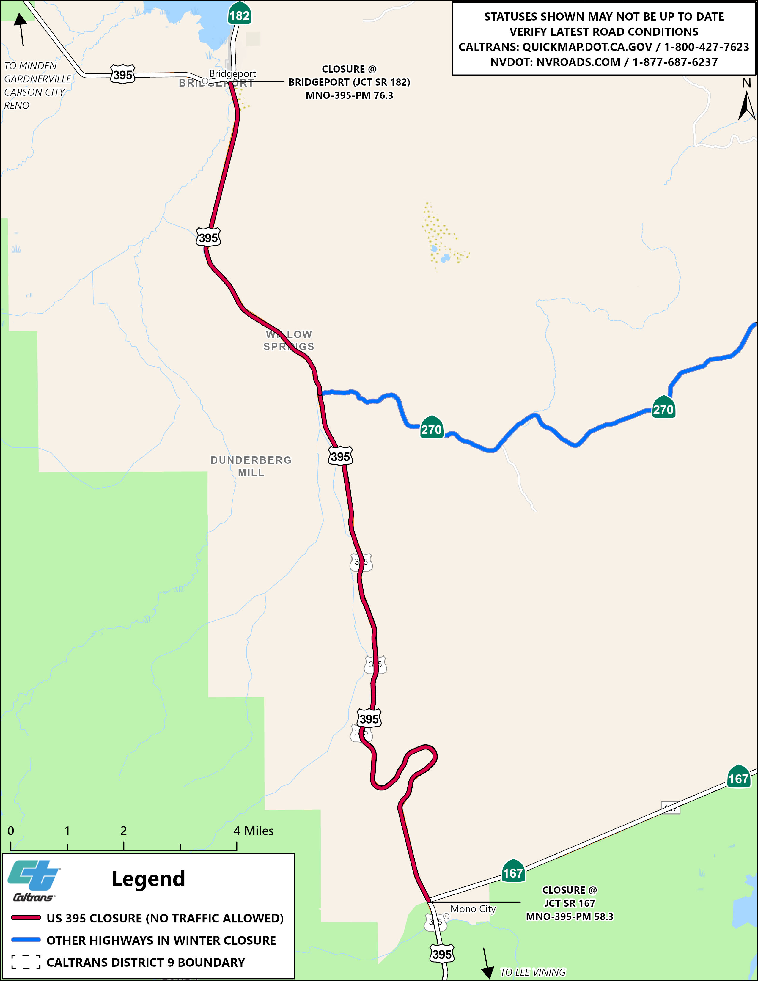 Highway 395 California Closure