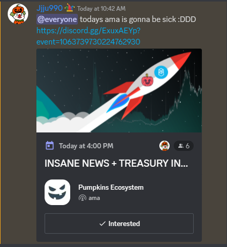Dont miss today's AMA , 100x alpha incoming 😊🤭
#ftm #defi #pumpkin #scaryswap #wagmi 
discord.gg/pumpkins