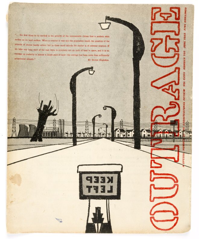 NicolasMarier's tweet photo. @ArchReview @Toon_Dreessen @jc_myersBV @g_kafka @AiKarimi @Andreza_Aruska @NcGeehan @dtferrando @mays_kyle @j_strohmayer @officeDKA @AdamKhanArch The #ArchitecturalReview and #Subtopia
In 1955, #IanNairn wrote a special issue of the @ArchReview called #Outrage in which he coined the term #Subtopia for part of cities that had been failed by #urbanplanning, losing their individuality & #spiritofplace https://t.co/pyCrTQU6bF