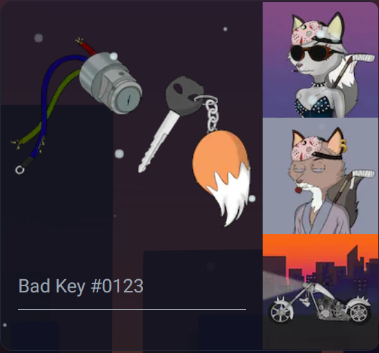 Mountainmaste10's tweet photo. Found a bike and female fox for my new purchased male fox! I see sparks flying, they will be riding off in the sunset @BadFoxMC #BFMC #Transcend #BadKey #NFT https://t.co/wXiggIw3Q0