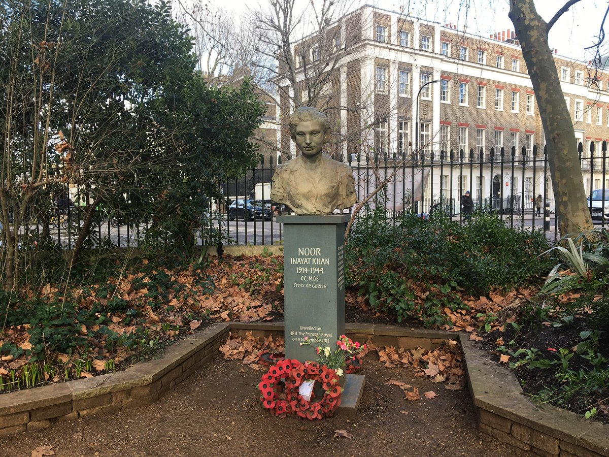 adefty's tweet image. In London yesterday for just the second time in three years. Took the opportunity to visit the striking Noor Inayat Khan memorial and, in a suitably obscure corner, the GCHQ plaque. #spyhistory #herstory #SOE