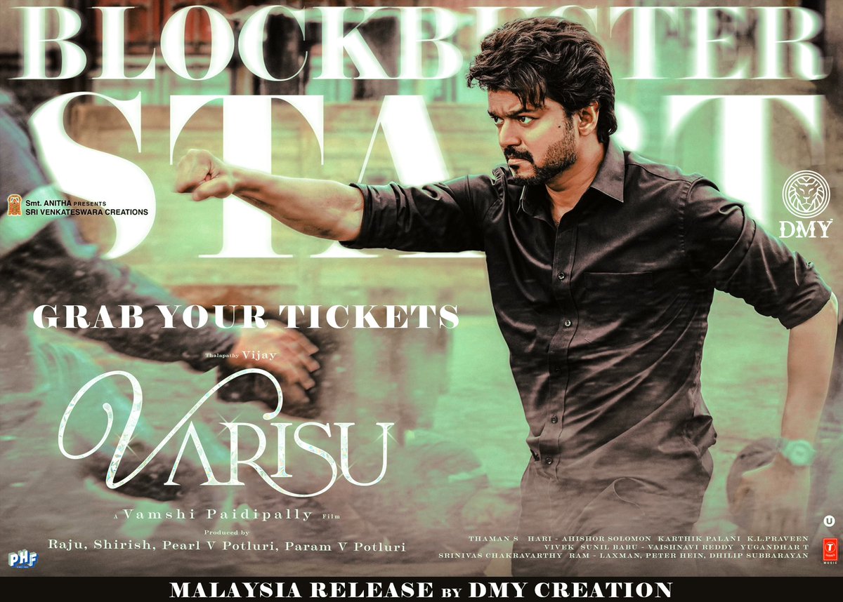 dmycreationoffl's tweet photo. Watch this family entertainer with your loved ones in a theater near you 🎥🇲🇾

@TeamMVF #VarisuBlockbuster 
#VarisuPongalWinner #CelebrationOfVarisu

#ThalapathyVijay sir @directorvamshi @MusicThaman @iamRashmika @PharsFilm @SVC_official #DMY #DMY2023 #DMYVarisu https://t.co/34Q4ddISe6