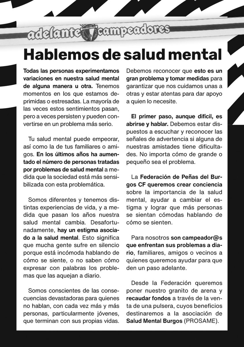 Lanzamos hoy una campaña de sensibilización sobre la salud mental. Es una cuestión de la que nos cuesta mucho hablar pero que nos puede afectar a cualquiera, familiares, amigos, vecinos, etc.

Queremos ayudar a derribar el estigma que hay en la sociedad para hablar de este tema.