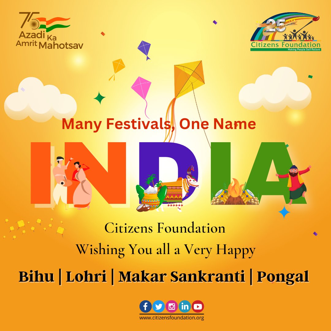 citizens_cf's tweet photo. Greetings to all on #Bihu #Lohri, #MakarSankranti, and #Pongal. May the time of harvest and new joys bring peace and prosperity and a wonderful life ahead for all of you! Stay blessed!!
#festivalseason #CFat25 https://t.co/LVTry9lAMg