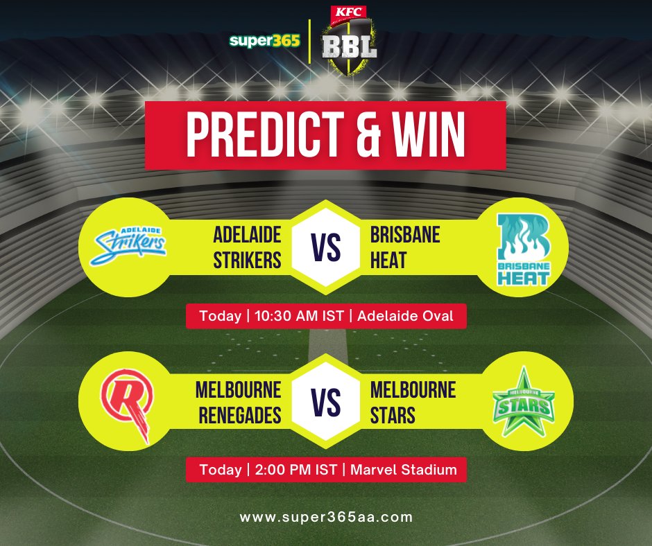 super3652's tweet photo. Take advantage of the BBL, predict and win amazing rewards with Super365.

Hurry, get bonus to play online:- https://t.co/PsHXcSTRMF

#BBL #bigbashleague2022 #hobarthurricanes #perthscorchers #MelbourneStars #brisbaneheat #MelbourneRenegades #adelaidestrikers #sydneythunder https://t.co/2KHiRY2Yaq
