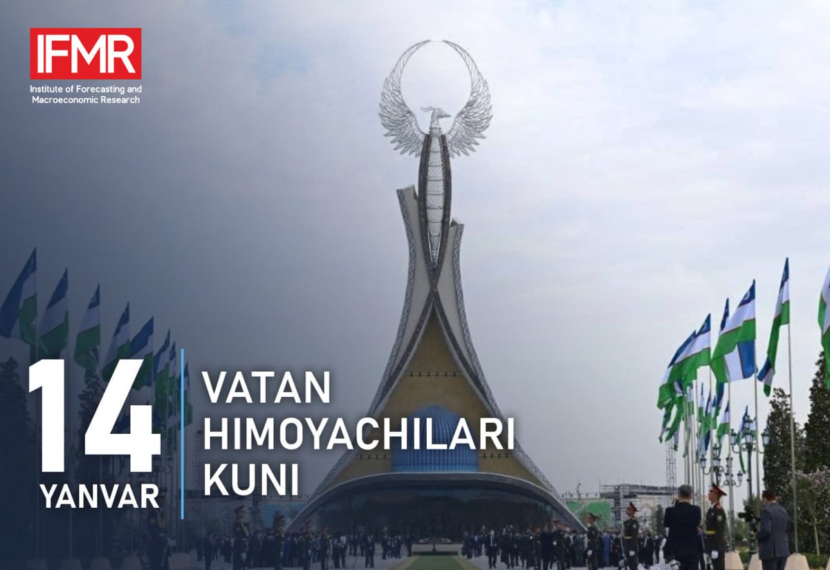 🟥 Prognozlashtirish va makroiqtisodiy tadqiqotlar instituti (PMTI) jamoasi harbiylarimiz, qolaversa barcha yurtdoshlarimizni Vatan himoyachilari kuni bilan tabriklaydi. 

Bayramingiz qutlug‘ bo‘lsin!