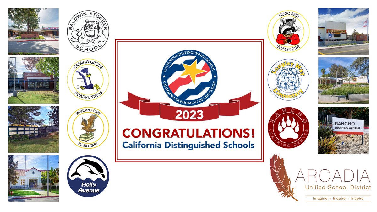😬All 7 of our Elementary Schools have been named CA Distinguished Schools! This is the 1st time this has happened! Congrats 🎉 to 🌟 Baldwin Stocker 🌟 Camino Grove 🌟 Highland Oaks 🌟 Holly Avenue 🌟 Hugo Reid 🌟 Longley Way 🌟 Rancho Learning Center #bettertogether❤️