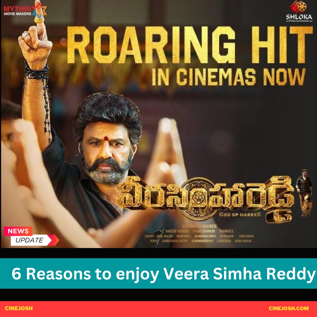 6 Reasons to enjoy Veera Simha Reddy
cinejosh.com/news/1/94641/6…
#VeeraSimhaReddy   #BalakrishnaNandamuri     #gopichandmalineni  #MythriMovieMakers  #VeeraSimhaReddyreview  #cinejosh  #BalayyaMassJathara #Blockbuster