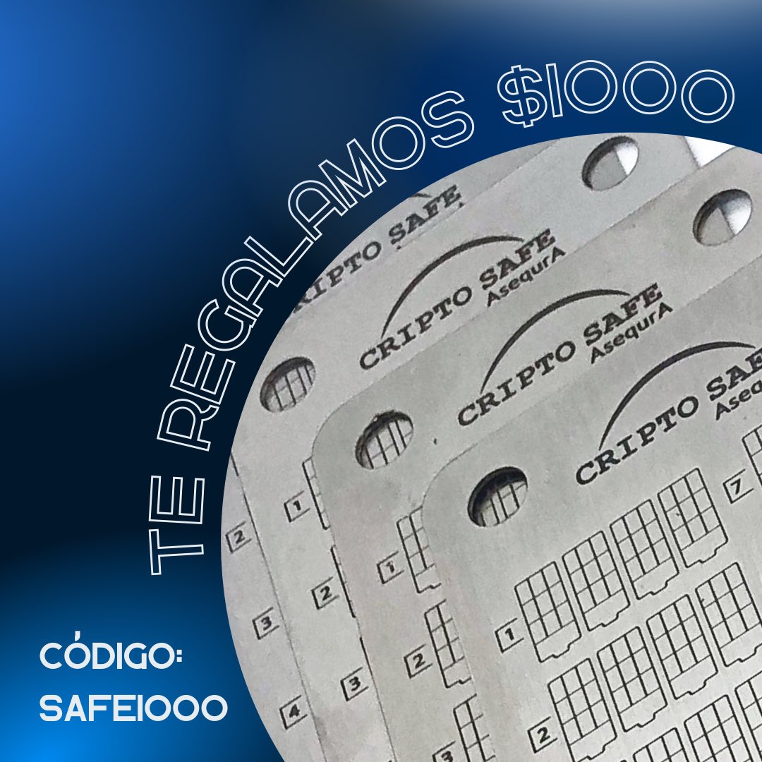 cripto_safe's tweet photo. Te regalamos $1000.- para que pases las 🔑 privadas de tu wallet del papelito a la seguridad del metal. Ingresa a nuestra tienda online y carga el codigo “SAFE1000” 
#Bitcoin #BullRun #altcoin #ETH #cryptomarket #cointelegraph #TrustWallet #Metamask #TrezorWallet https://t.co/BHx561fXhM