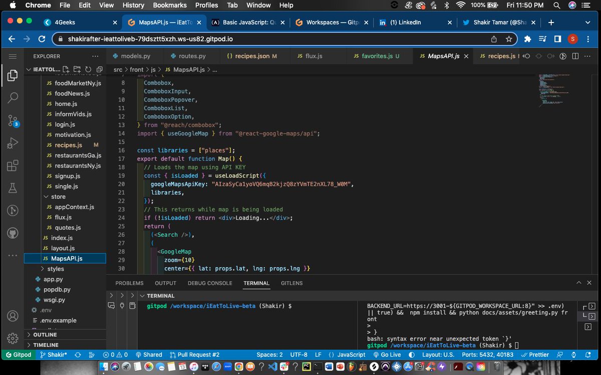 ShakirTamar's tweet photo. Day 9 of #100DaysOfCode 
Update one of the .json files for my project and also worked on adding Google 3rd party API and trying to get it to work with the Google map. If there are any Sr. Developers that see this, I would like to run a few questions by you 😅#SoftwareDeveloper https://t.co/MHMA049Kfr