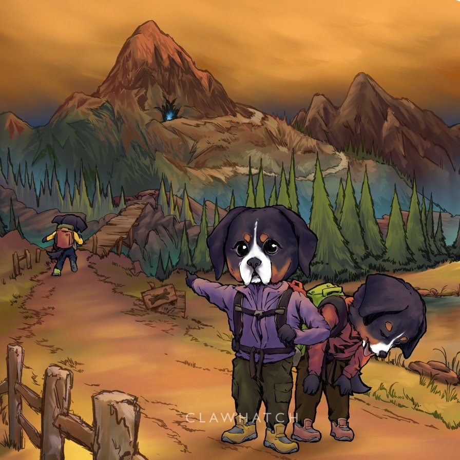 ClawHatch's tweet photo. Mountain Quest
🐶🐶🐶
The sun is hiding, the trail is steep, the terrain is treacherous, and there is no going back.
"Let's carry our spirit to the peak."
#puppy #pup #cute #pets #cartoon #clawhatch #claw #paw #animals #portrait #DogsOnTwitter  #play https://t.co/whsZeyA1sP
