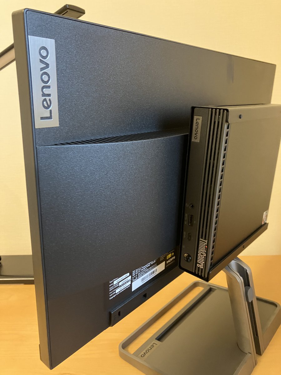 miyaryo1212's tweet image. ThinkCentre M75q-2 Tiny x Lenovo L22i-30で (実質) 一体型PCの完成！
#Lenovo #ThinkCentre