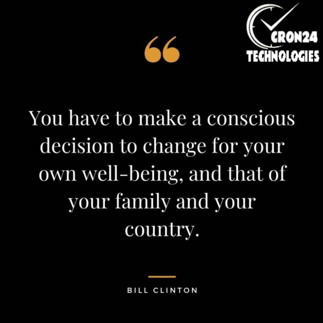 Cron24Tech's tweet photo. You have to make a conscious decision to change for your own well-being and that of your family and your country.
#cron24 #SaturdayMotivation #quote #conscious #startup #newbusinessideas #entrepreneurship #appdevelopment #hotelbookingscript #hotelchannelmanager #expediaclone https://t.co/1Cbz5UHSyF