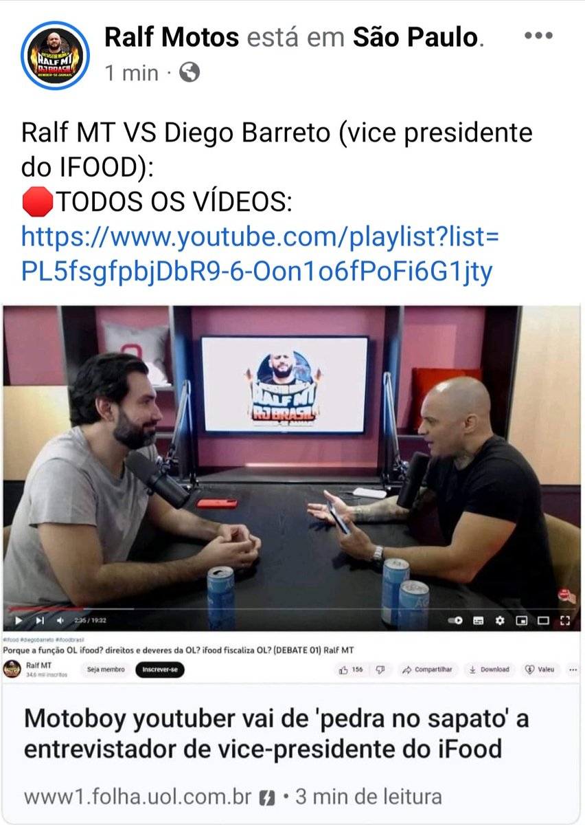 RALFmt09's tweet photo. Ralf MT VS Diego Barreto (vice presidente do IFOOD):
🛑TODOS OS VÍDEOS:
https://t.co/fOSz8CzJUA https://t.co/vT7nJwpYk1