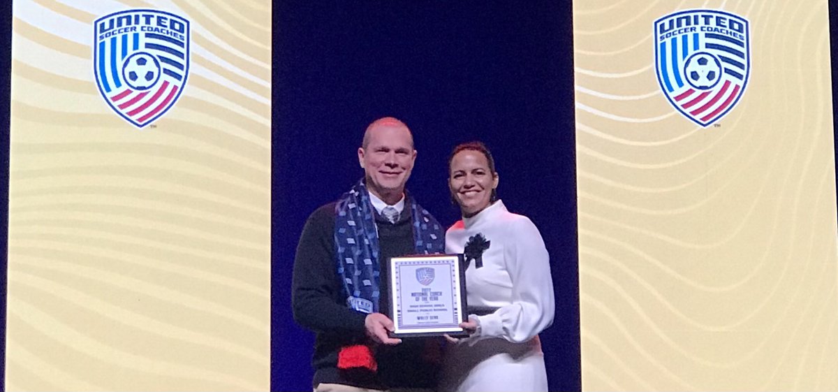 OHSAA State Champion Copley Girls Soccer Coach Wally Senk is presented his United Soccer Coaches National Coach of the Year by Ashlee Fontes-Comber President of United Soccer Coaches <a href="/OHSAASports/">OHSAA Sports</a> ⁦<a href="/UnitedCoaches/">United Soccer Coaches</a>⁩
