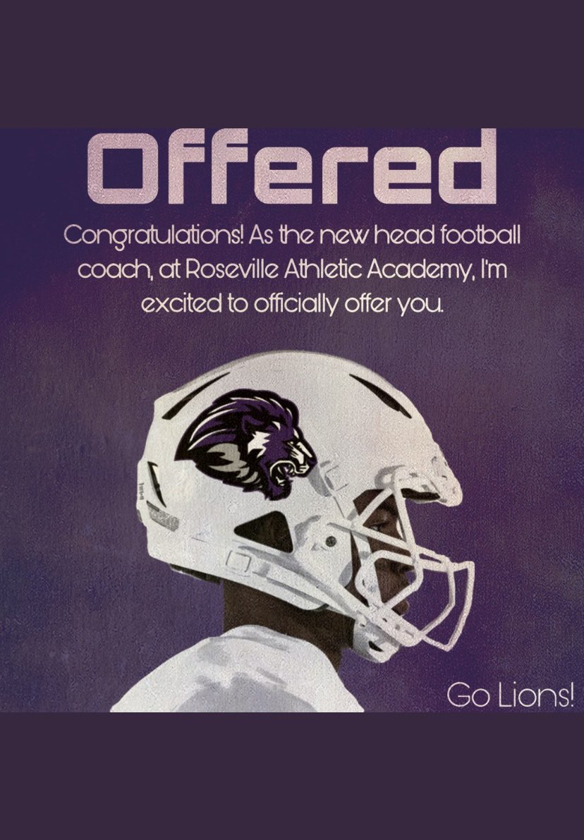 I am very blessed to announce I have received my fourth offer from Roseville Athletic Academy <a href="/Rosevillelions1/">Roseville University</a> <a href="/coachhawkins1/">Coach Phil Hawkins</a> <a href="/jhyde61/">Jacob Hyde</a>