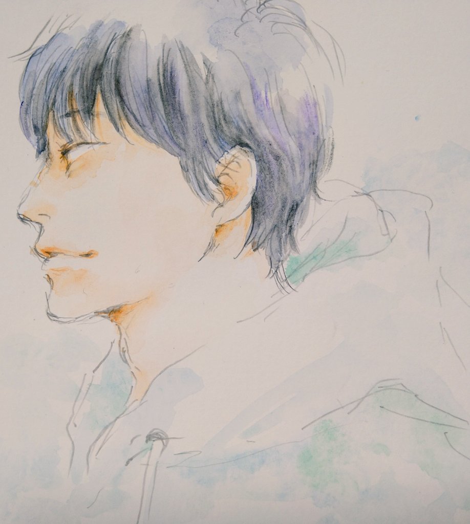 「ひっっっさびさにアナログで描いてみたんだがへったくそやな(笑) 」|カモナ🦆のイラスト