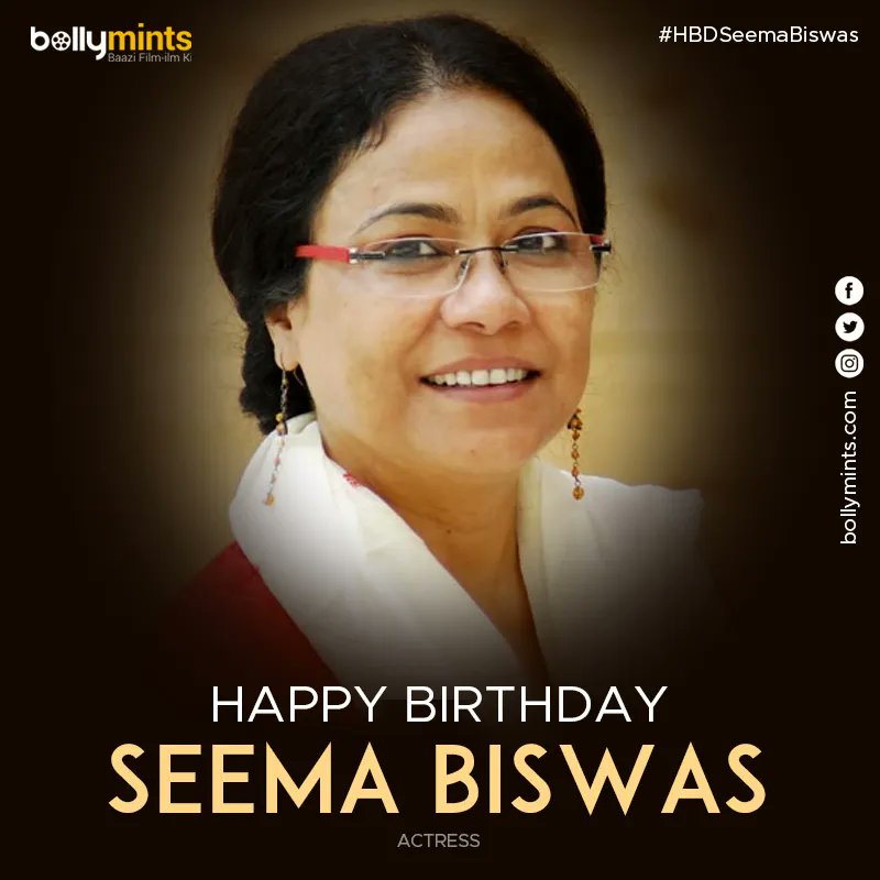 Wishing A Very #HappyBirthday To Actress #SeemaBiswas Ji !
#HBDSeemaBiswas #HappyBirthdaySeemaBiswas