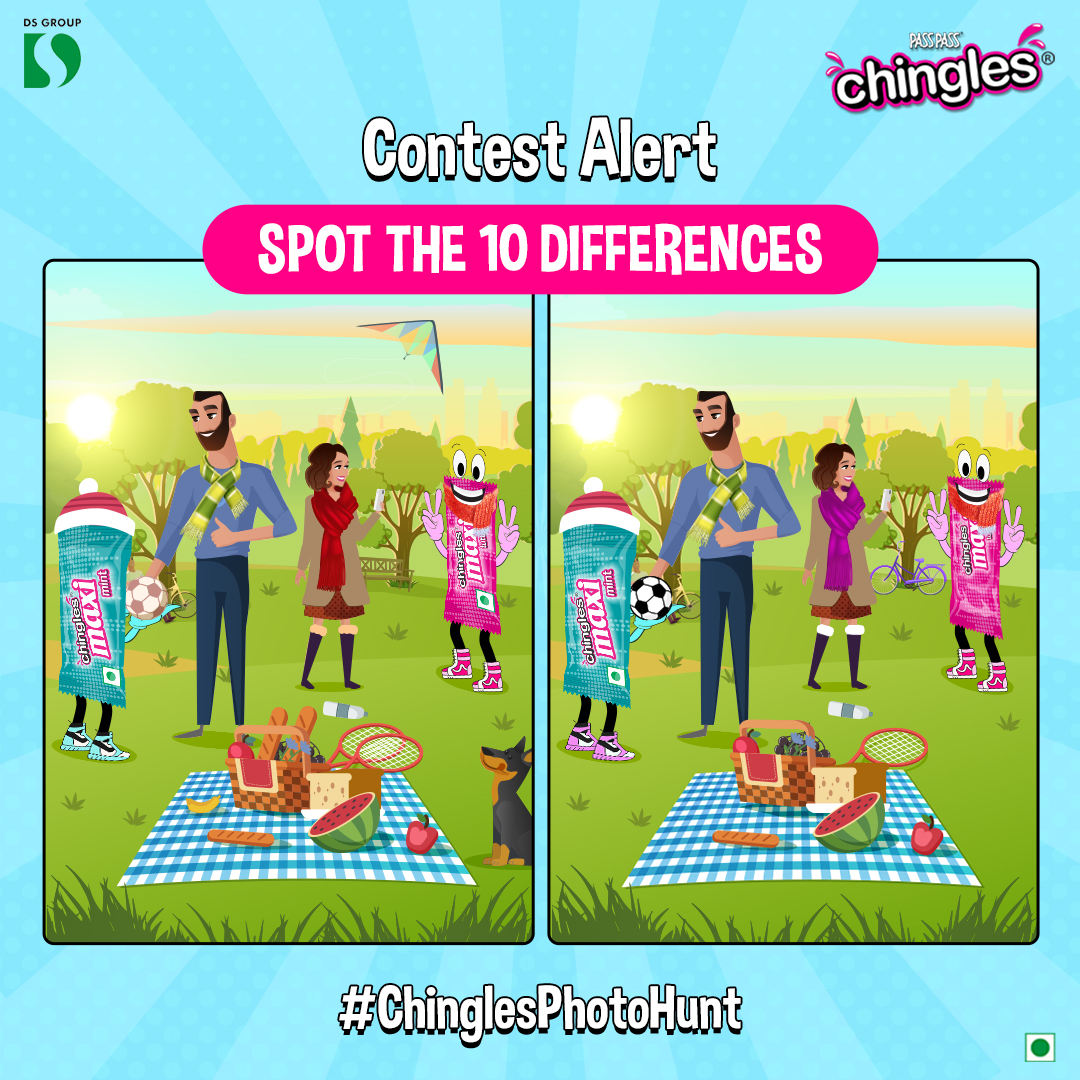 #ContestAlert 
#ChinglesPhotoHunt
Spot the differences between the 2 pictures and get a chance to win amazing prizes. 

To know more, don't forget to read the T&amp;Cs carefully. Visit: bit.ly/ChinglesPhotoH…

#ChinglesGums #Contest #AajLeeKya #Pranksters #SpotTheDifference #Weekend