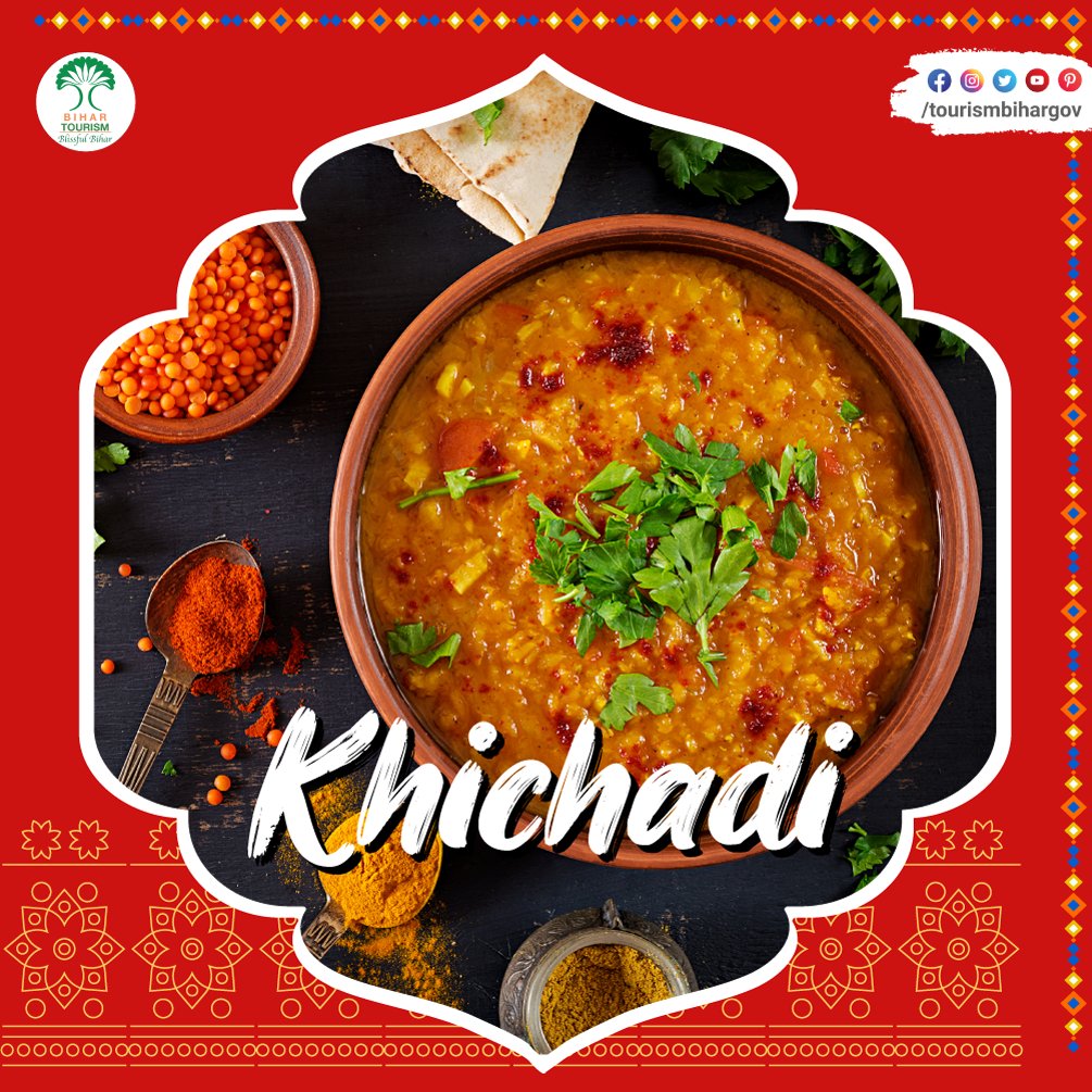 TourismBiharGov's tweet image. #Khichadi is a simple, yet soul-satisfying dish loaded with numerous health benefits.#MakarSankranti celebrations is incomplete without this dish, as its consumption is believed to bring prosperity &amp;amp; good luck.
#SwadBiharKa @AbhaySinghIAS @tourismgoi @incredibleindia @IPRD_Bihar