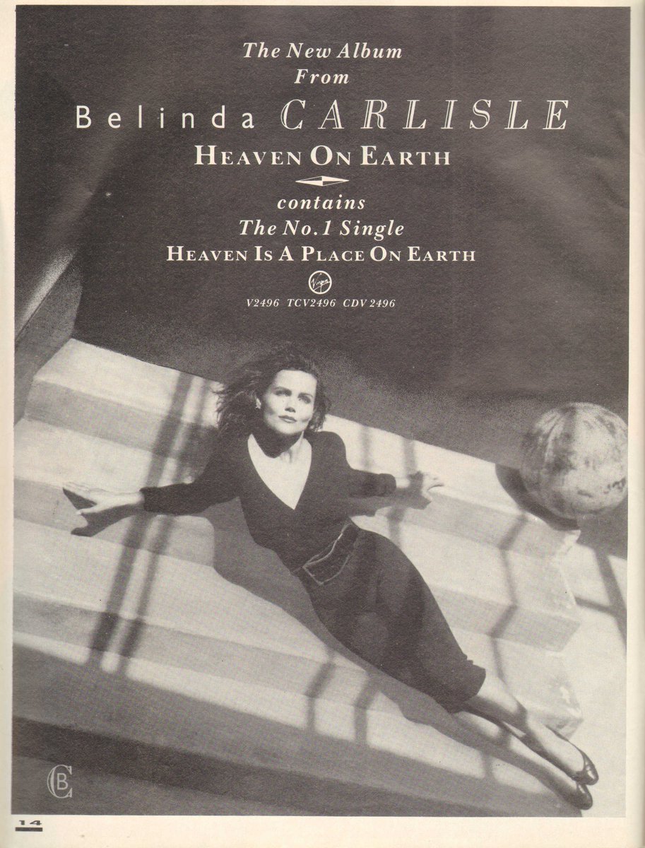 myfizzypop's tweet photo. From #SmashHits magazine, 35 years ago (#onthisdayinpop in 1988) - a full page ad for #BelindaCarlisle's #HeavenOnEarth album (which spawned 5 UK hits). What was your favourite from this epic collection? Mine was #IGetWeak followed by #WorldWithoutYou
https://t.co/QSRVFRtLeQ https://t.co/85mSrQEiXf