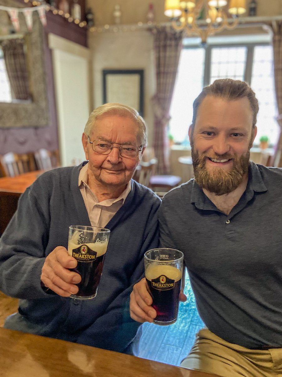 stuyoso's tweet photo. Happy Birthday to our legendary Grandad Harry 🎉 97 years Young today! 

He’ll be hoping for 3 points from @Boro this afternoon 🤞

One of his secrets to longevity is an occasional pint or two of Old Peculier 😀

Cheers Grandad 🍻❤️ https://t.co/PJURQ8G8Ay