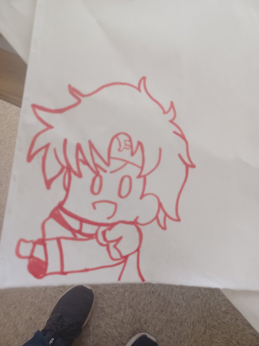 Was a lil bored in History so I drew a lil game character, of course Google helped