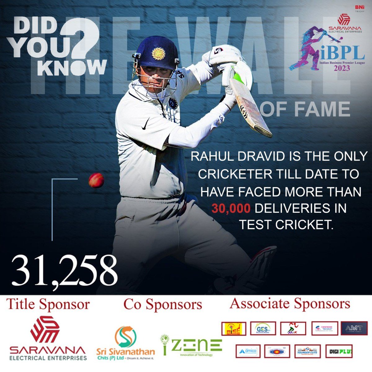 iBPLCricket's tweet photo. BNI Trichy Presents - iBPL Cricket 2023
Rahul Dravid https://t.co/mlO7BWMIe6