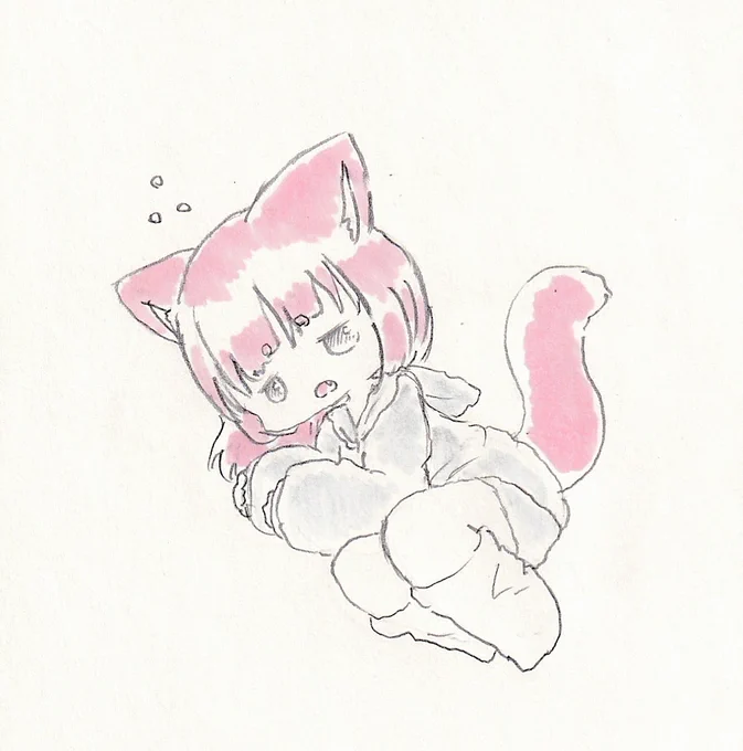 雨の日は眠い。#イラスト #アナログイラスト 