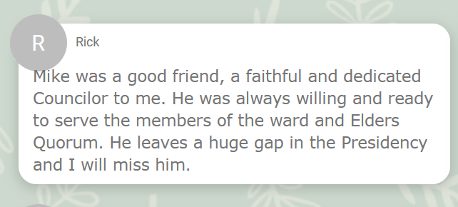 collectdust's tweet image. jesus goddamn fucking christ the comments on the obituary

julie thinks the family annihilator will be in the celestial kingdom

rick will miss his faithful friend as a priesthood leader

i don't even have words for how depraved this all is