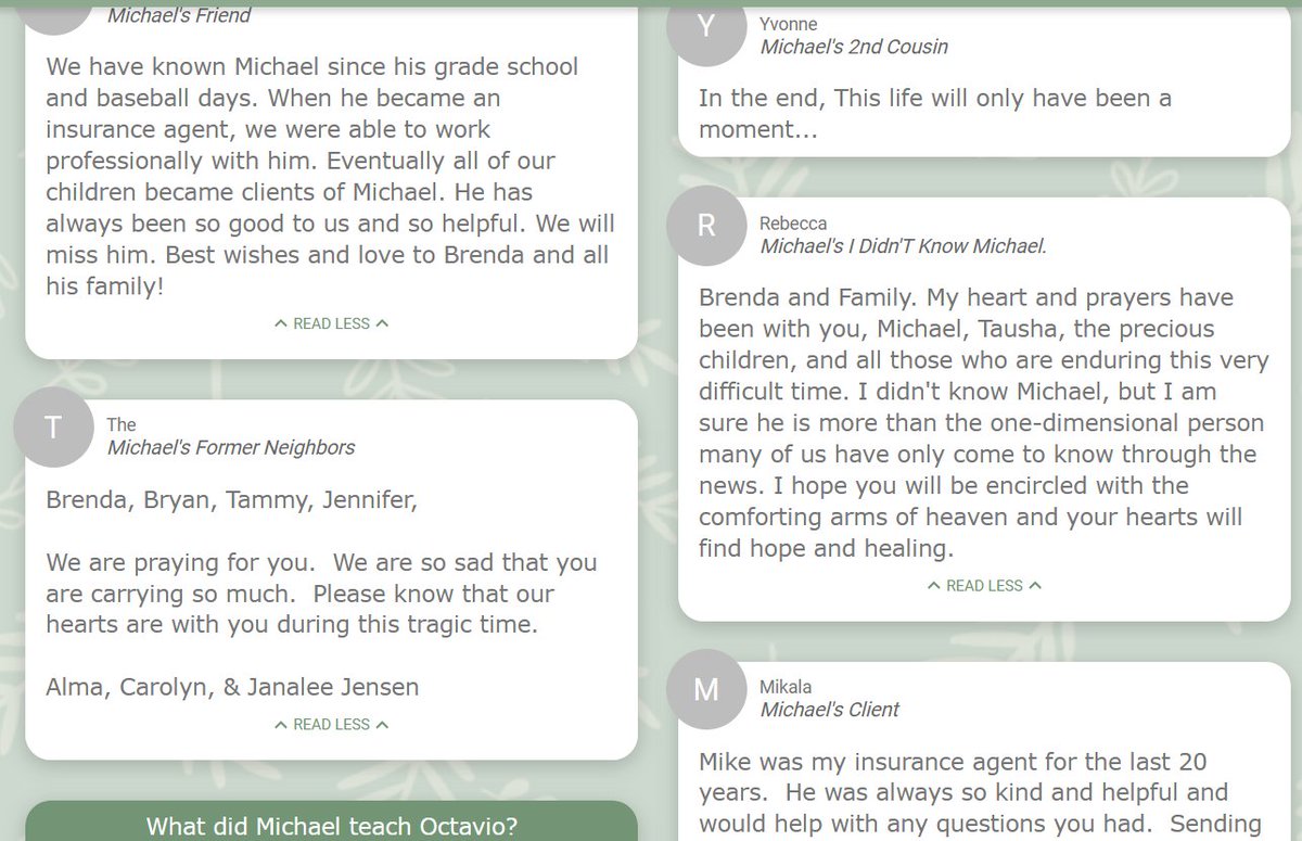 collectdust's tweet image. jesus goddamn fucking christ the comments on the obituary

julie thinks the family annihilator will be in the celestial kingdom

rick will miss his faithful friend as a priesthood leader

i don't even have words for how depraved this all is