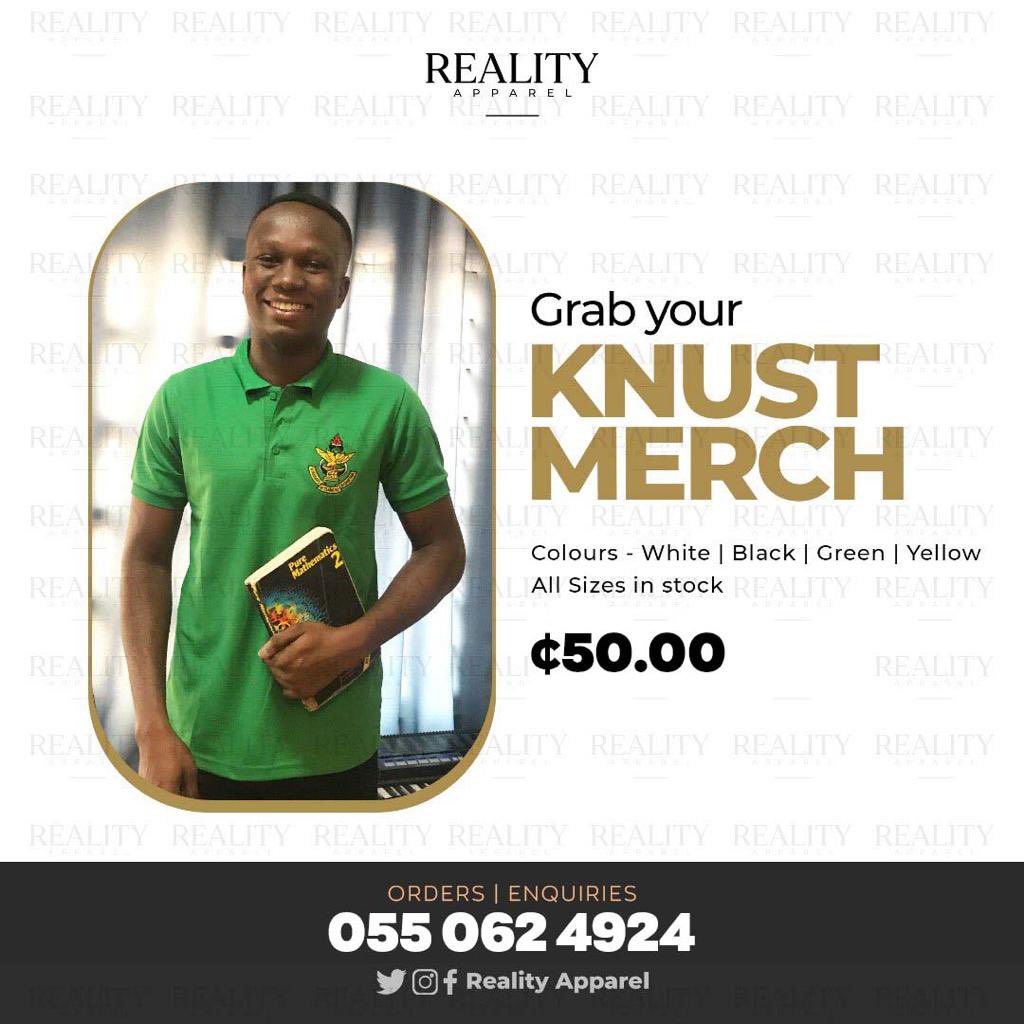 realityaparrel's tweet photo. #DearFreshman, Get your KNUST Merch Today while it’s still in stock! Call 0550624924 now! #RealityApparel #KNUST https://t.co/Z1rR96YPI7