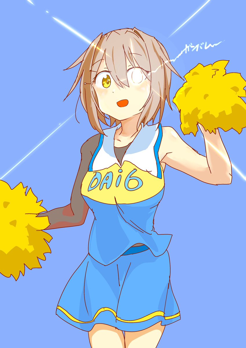 furutaka (kancolle) 1girl pom pom (cheerleading) solo cheerleader short hair skirt brown hair  illustration images