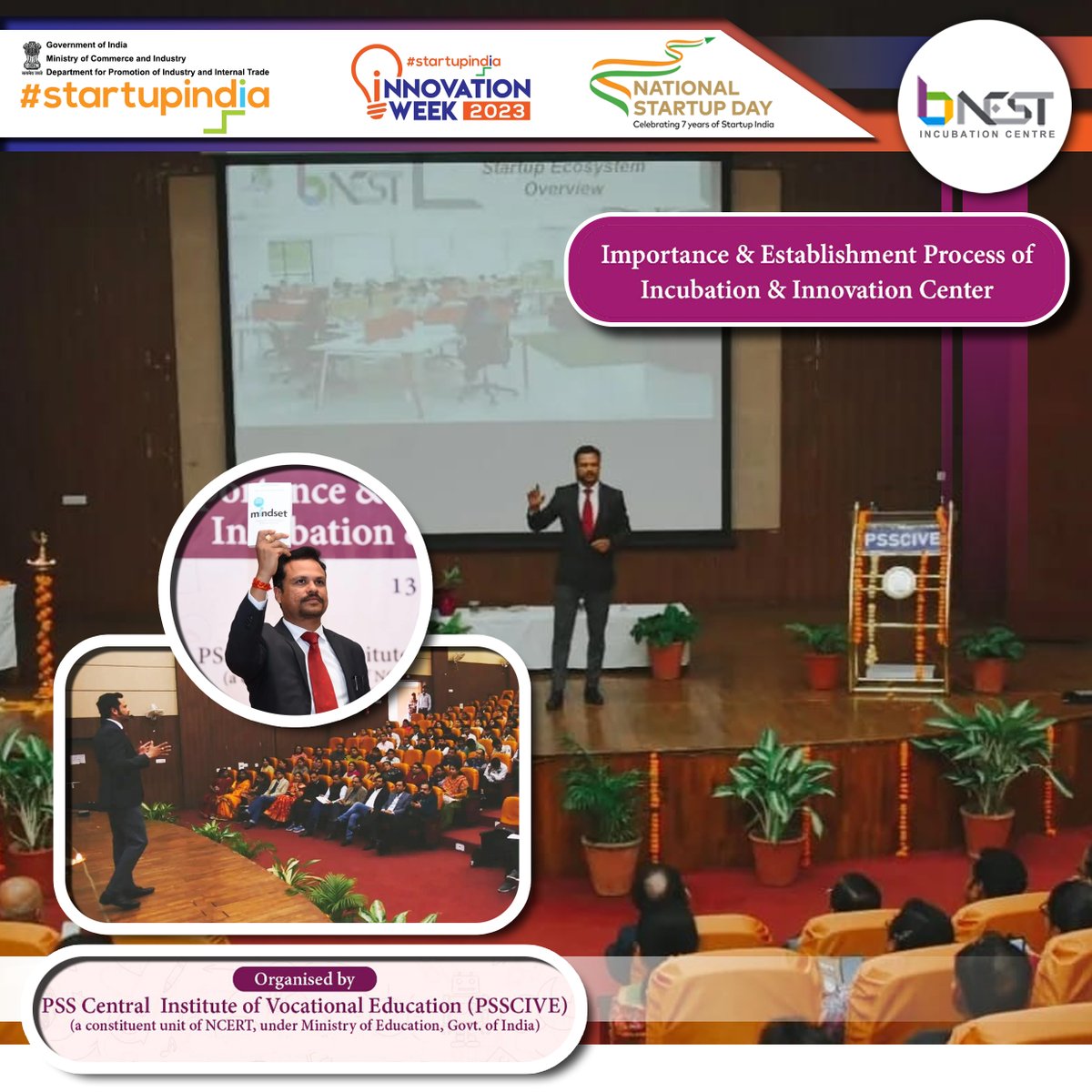bhopal_bscdcl's tweet photo. Official from B-NeST Incubation Centre during a session on "Importance &amp; Establishment Process of Incubation &amp; Innovation Center" organised by PSS Central Institute of Vocational Education #PSSCIVE
#NationalStartupDay #Innovationweek2023 #7daysofinnovations #StartupIndia https://t.co/PqWAuAQcgg