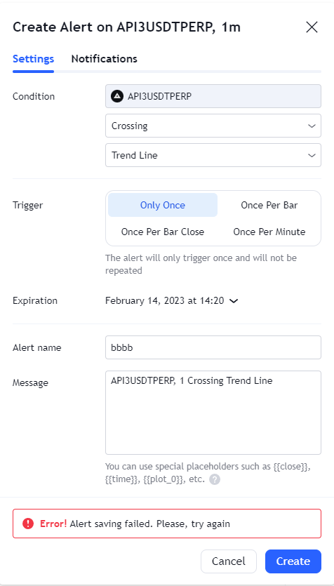 rothea_van's tweet photo. @tradingview error! alert saving failed. Please, try again.
how to solve? https://t.co/9vRn5Z4XBQ