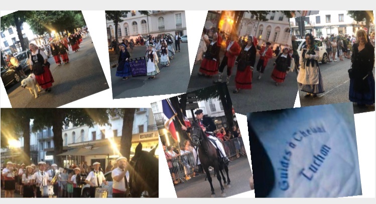 #Luchon très attachée à ses traditions : sa retraite aux flambeaux, ses groupes folkloriques en costume traditionnel #LesfilsdeLuchon en rouge #LeQuadrilleLuchonnais en bleu #LaFanfareLuchonnaise #LaCompagniedesGuidesaCheval- photos personnelles 14/07/22
