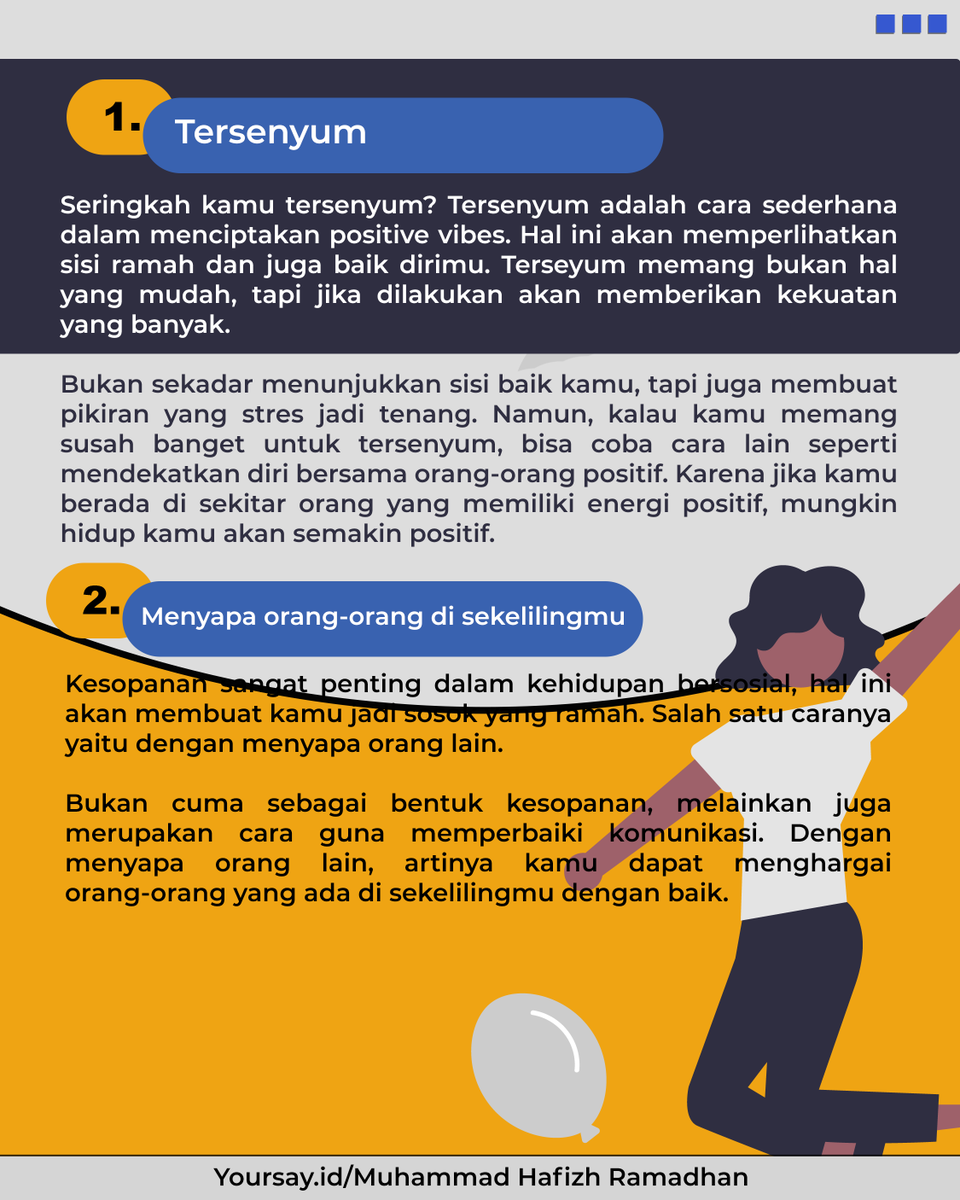 CiptaPublishing's tweet photo. sahabatcipta pasti sudah pernah
mendengar dengan istilah positive vibes, yaitu aura
atau suasana positif dalam diri seseorang dan dapat
dirasakan oleh orang lain. -Dots -Arema https://t.co/cCTIlECDZ2