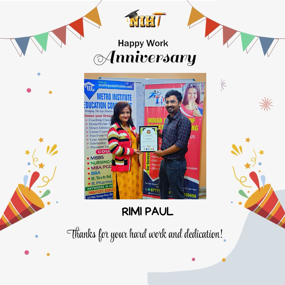 nihthometutor's tweet photo. ❤️ Happy Work Anniversary Rimi Paul &amp; Sarmishtha Chowdhury  ❤️ 

#niht #hometutor #tutor #cbse #icse #WBCHSE #educationistitute #offlineclasses #education #career #guidance #hometutor #hometutoring #hometutorial #careers #work https://t.co/xTayPPL1k8