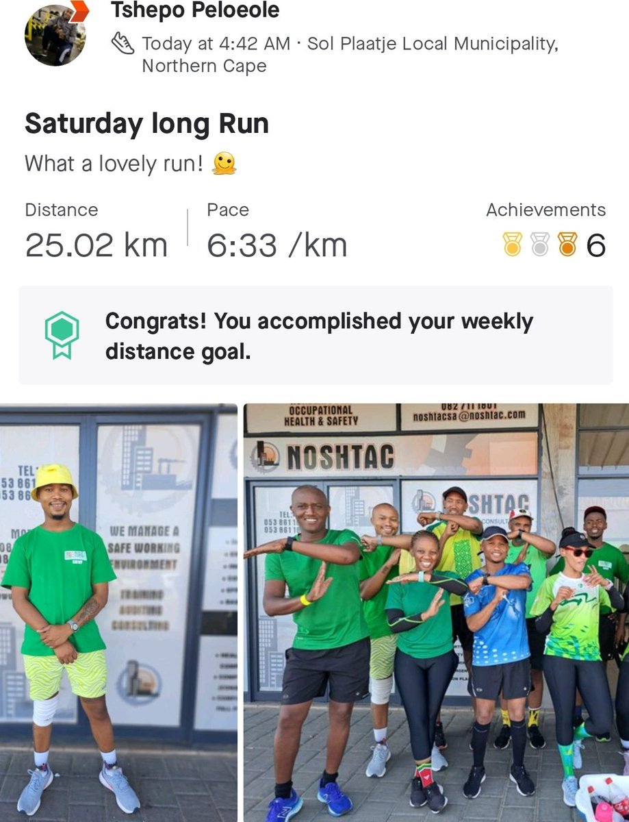 Tshepo90's tweet photo. Saturdays are for long runs!!!... it was such a beautiful morning to have a beautiful run ๐โโ๏ธ
#SocialAndWellnessRunner
#PoweredByHerbalifeNutrition
#FirstHalfMarathonOf2023
#KeptHydratedByDesignerAlkalineWaterPH10
#SweatNding https://t.co/Ga2BlkF58G