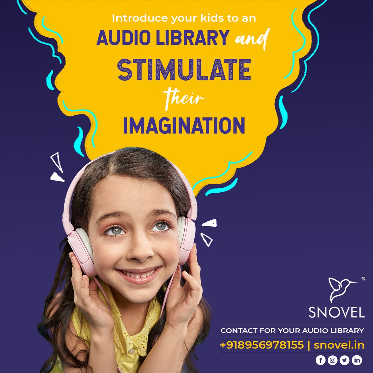 Imagination helps boost kids' social, emotional and cognitive development.

Register for Audio Library now and let your kid enjoy incredible stories.
.
.
.
.
.
 #snovel #audiocourse #storytelling #imaginationpower  #podcasts #digitallearning #funlearningactivity #funlearning