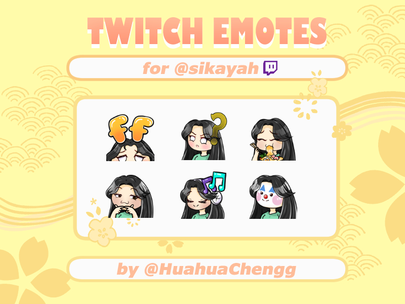 HuahuaChengg's tweet photo. -ˋˏ ༻❁ New Twitch Emotes for @sikasikayah 🐉 ❁༺ ˎˊ-

🌟Thank you for being my first customer c:

🌼comms open (feel free to DM✉️)
🌼RT and fav appreciated 🙏

─•~❀᯽❀~•─
#emote #art #emoteartist https://t.co/VhBlAKH0b9