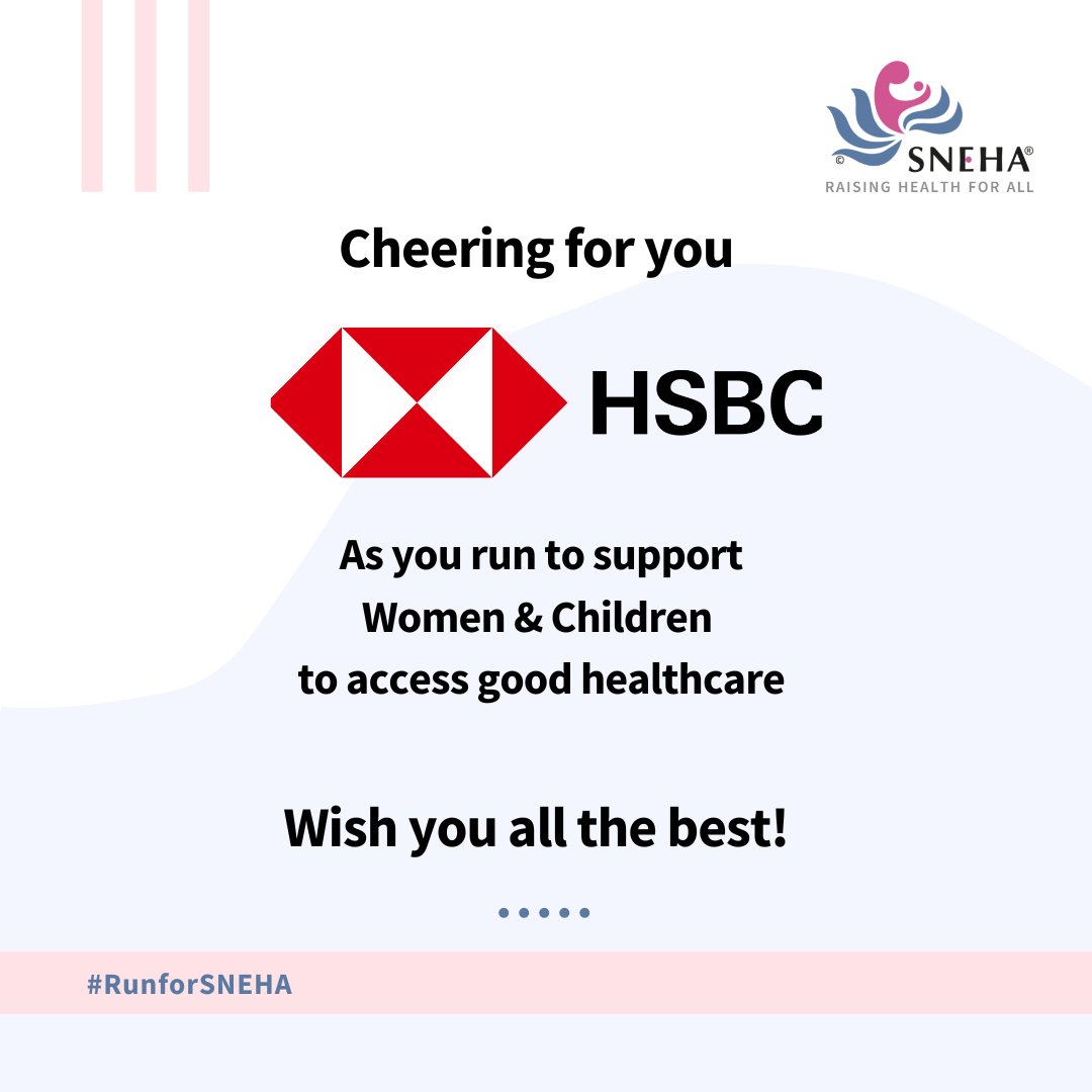 SNEHAmumbai's tweet photo. We are honored and grateful for your support towards #RaisingHealthForAll as you HSBC @hsbc_in run for SNEHA at the Tata Mumbai Marathon #TMM. We will be cheering for you as you cross the finish line with a smile.
#TMM2023 #RunforSNEHA #Raisinghealthforall #NGO #Marathon2023 https://t.co/EbUdETioJR