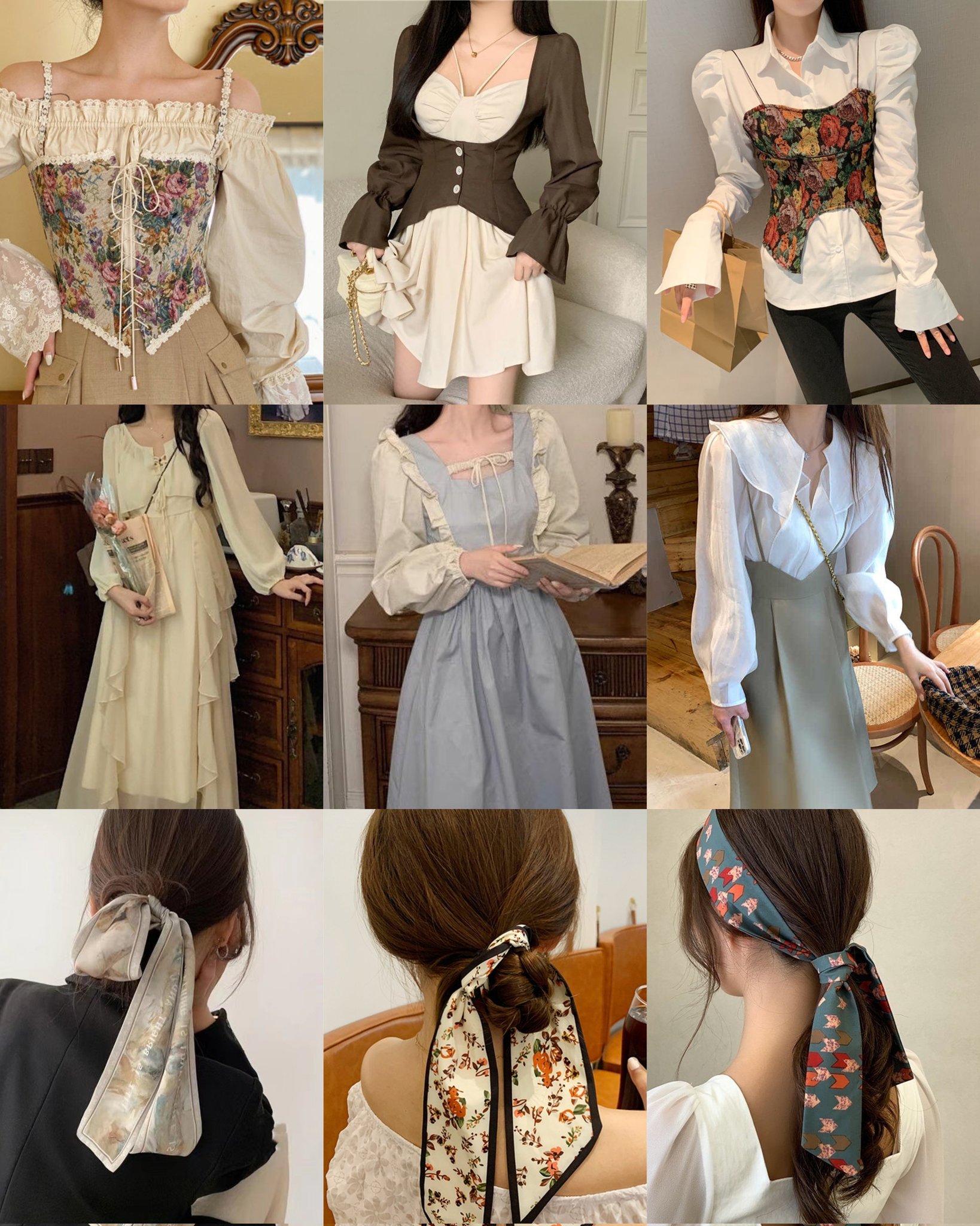 L on X CLASSIC VINTAGE OUTFIT IDEAS a thread. t. saran rekomendasi prewed yearbook foto konsep dress vest bandana scarf kamisol aksesoris dress code fashion korean french floral fairy