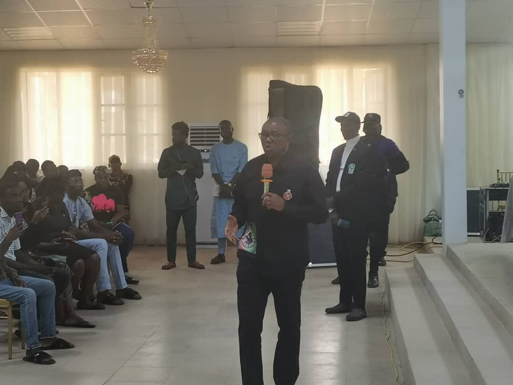 PeterObi's tweet photo. Dr. Yusuf Datti Baba-Ahmed and I arrived at the venue of the town hall meeting with Ondo State youths and students. -PO https://t.co/qdAcpNgOwl