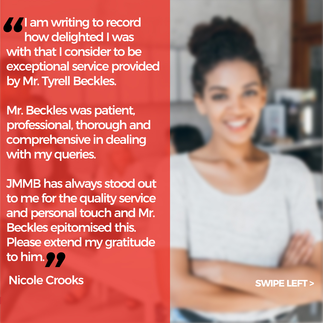 jmmbgrouptt's tweet image. 𝐘𝐨𝐮’𝐫𝐞 𝐚𝐭 𝐭𝐡𝐞 𝐡𝐞𝐚𝐫𝐭 𝐨𝐟 𝐚𝐥𝐥 𝐰𝐞 𝐝𝐨.

We are immensely grateful for the kind words shared by our JMMB client.

We are so proud of Tyrell Beckles for representing our company with excellence.

😀

#jmmbtt #jmmbcares