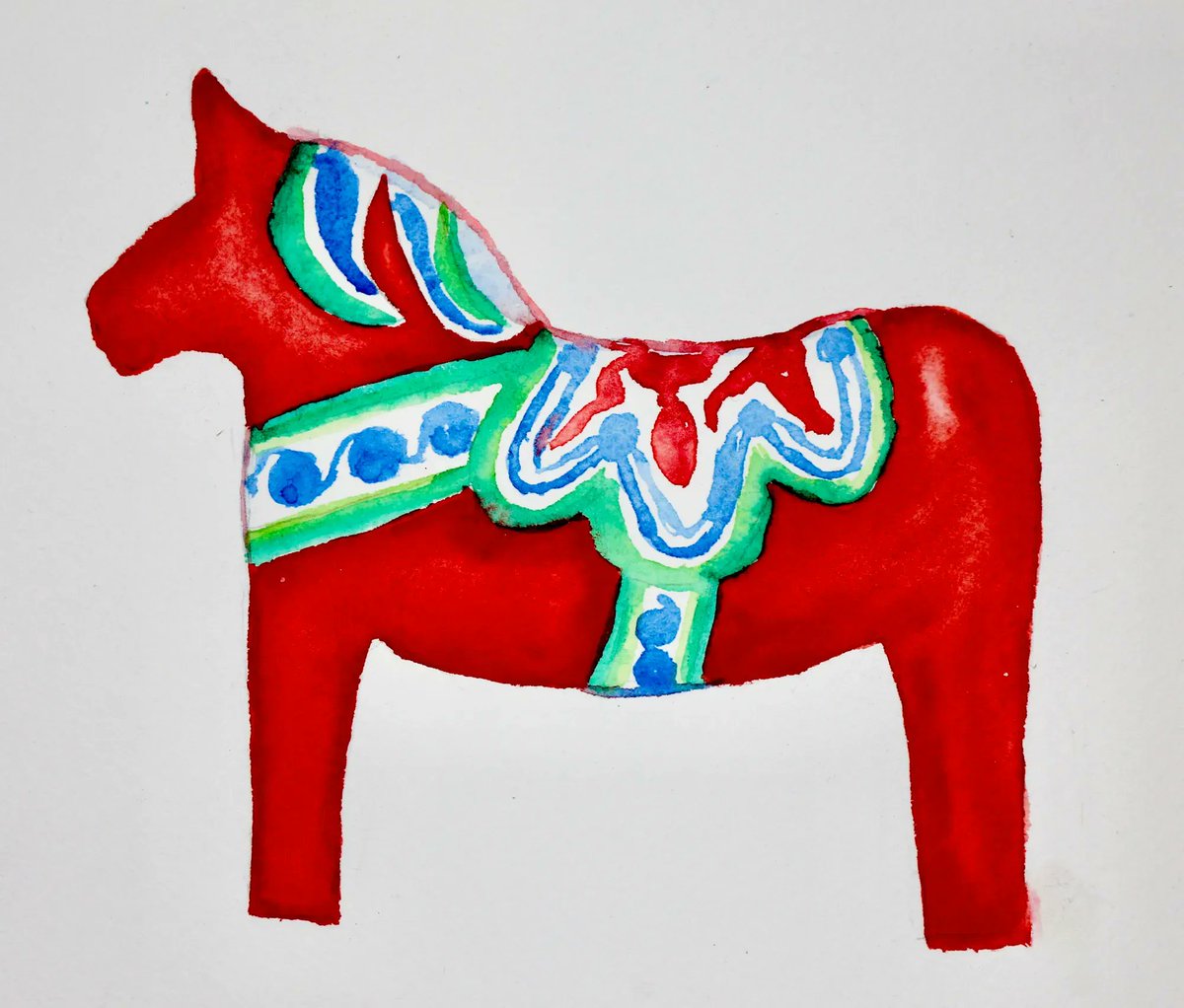 Dala Häst 2 - 10”x8”

#dalahäst #watercolor #dalahorsewatercolor #dalahorse