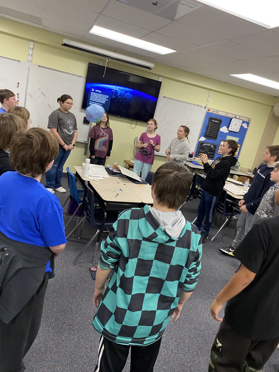 HillmanClass's tweet photo. I loved the engagement of ⁦these sixth grade mathematicians yesterday when bowling for numbers using Building Thinking Classroom vertical surfaces. Then students played a little silent ball to end class time. ⁦@ms_mott0⁩ #1GC https://t.co/ySscaLday9