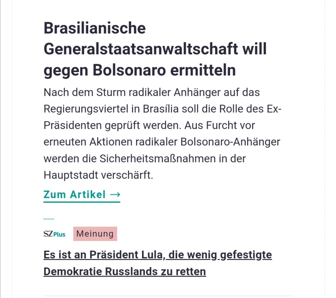 Ein bisschen musste ich überlegen, was Lula mit der wenig gefestigten Demokratie Russlands zu tun hat. <a href="/SZ/">Süddeutsche Zeitung</a>